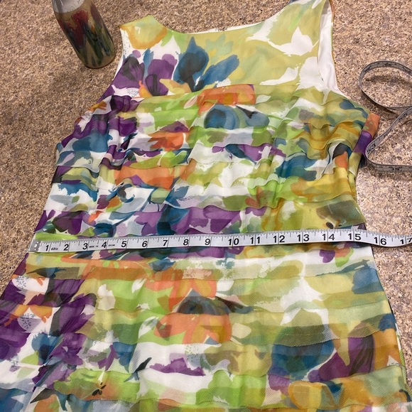 London Times Dress 10  Green Purple Blue White - Picture 5 of 15